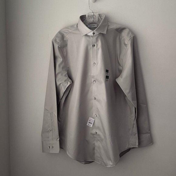 Calvin Klein Infinite Non Iron Slim Fit Stretch Collar Dress Shirt - Picture 2 of 9